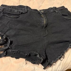 SHEIN Black Distressed Jean Shorts